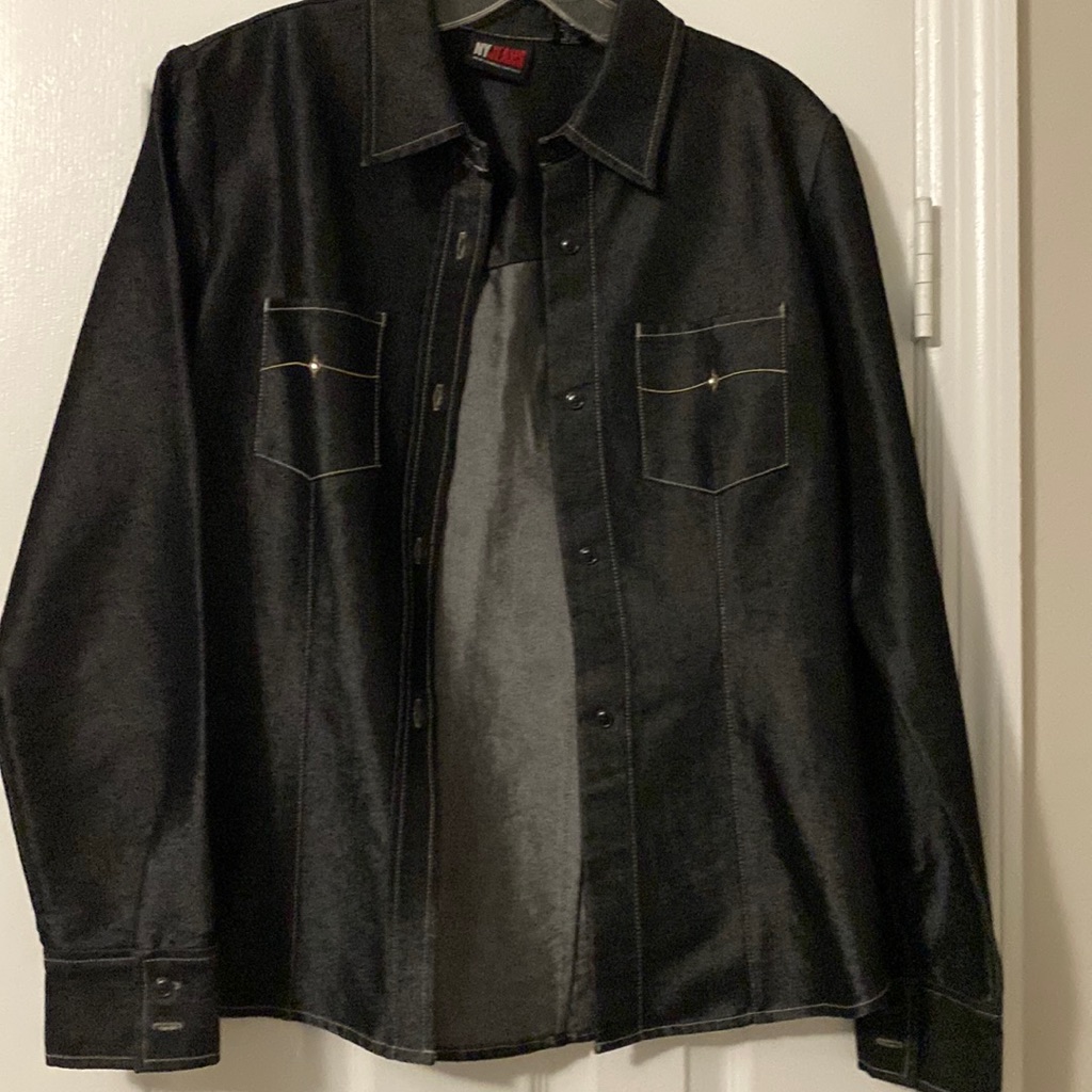 Black Jean Button Down Jacket